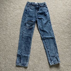 High-Rise, Stone-Washed Tal Jeans With Heart Cut-Out